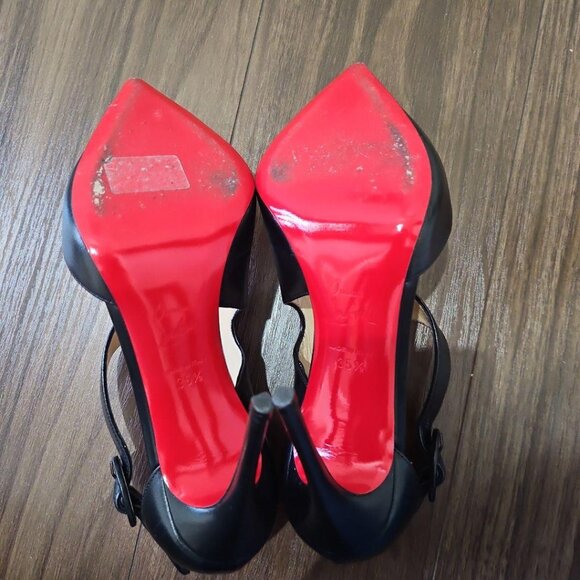 Christian Louboutin Sharpeta D'Orsay Black Leather Pumps - Picture 6 of 16